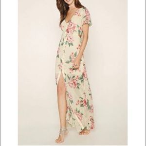 Floral button up maxi with cutout
